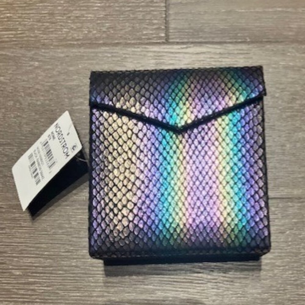 Small/Travel Black Metallic Rainbow Jewelry Box - NWT